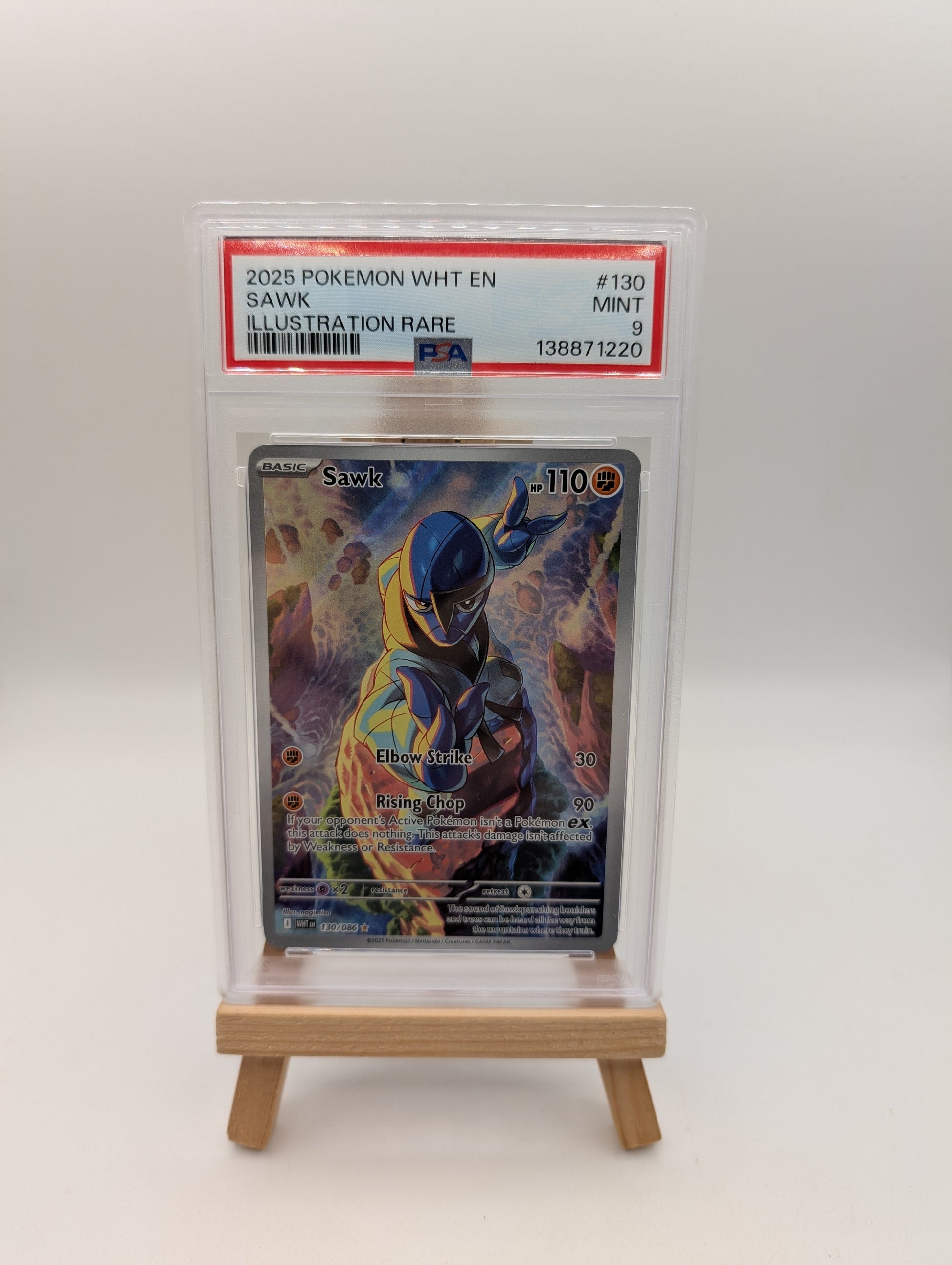 Sawk - 2025 Pokemon White Flare Illustration RARE #130 PSA 9 Pokemon TCG FRENLY BRICKS - Open 7 Days