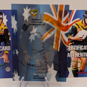 1996 Dynamic Rugby League National Heroes NH5 Steve Renouf Redemption/Auto/Cert FRENLY BRICKS - Open 7 Days