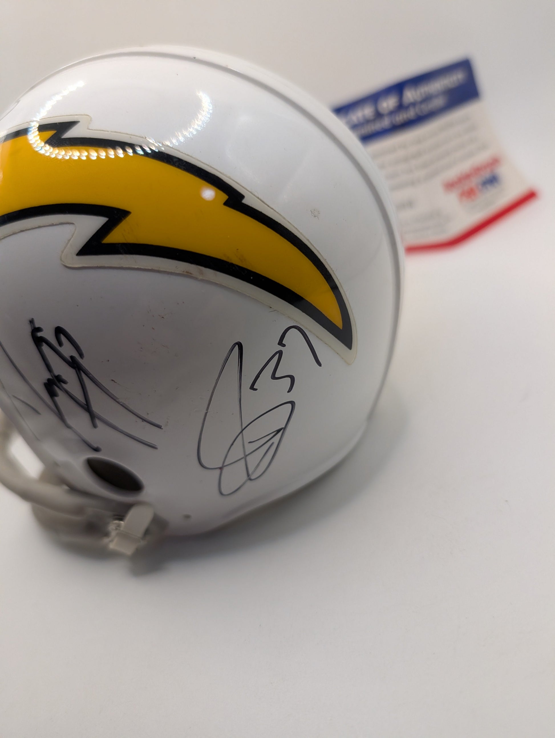 Mini-Helmet: SIGNER DARRELL STUCKEY Rookiegraph Auto Chargers NFL Multi Auto FRENLY BRICKS - Open 7 Days