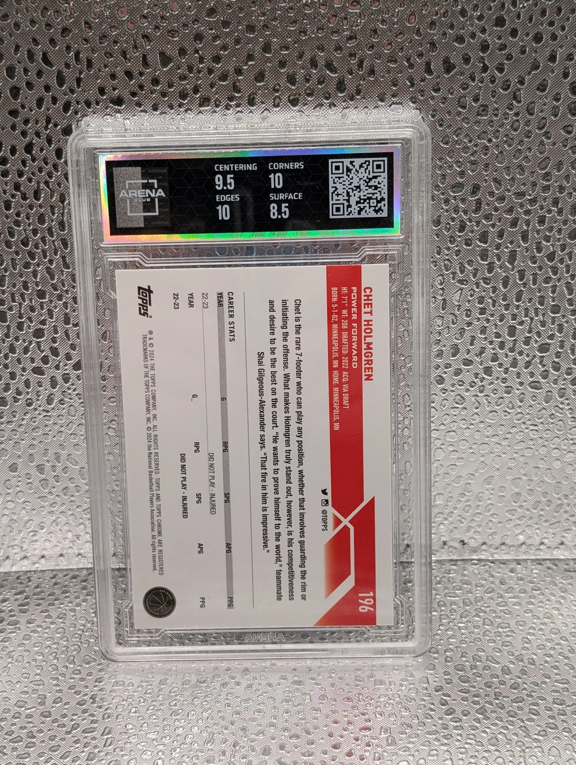 2023 TOPPS CHROME ORANGE REFRACTOR #196 CHET HOLMGREN /25 Arena 9 FRENLY BRICKS - Open 7 Days