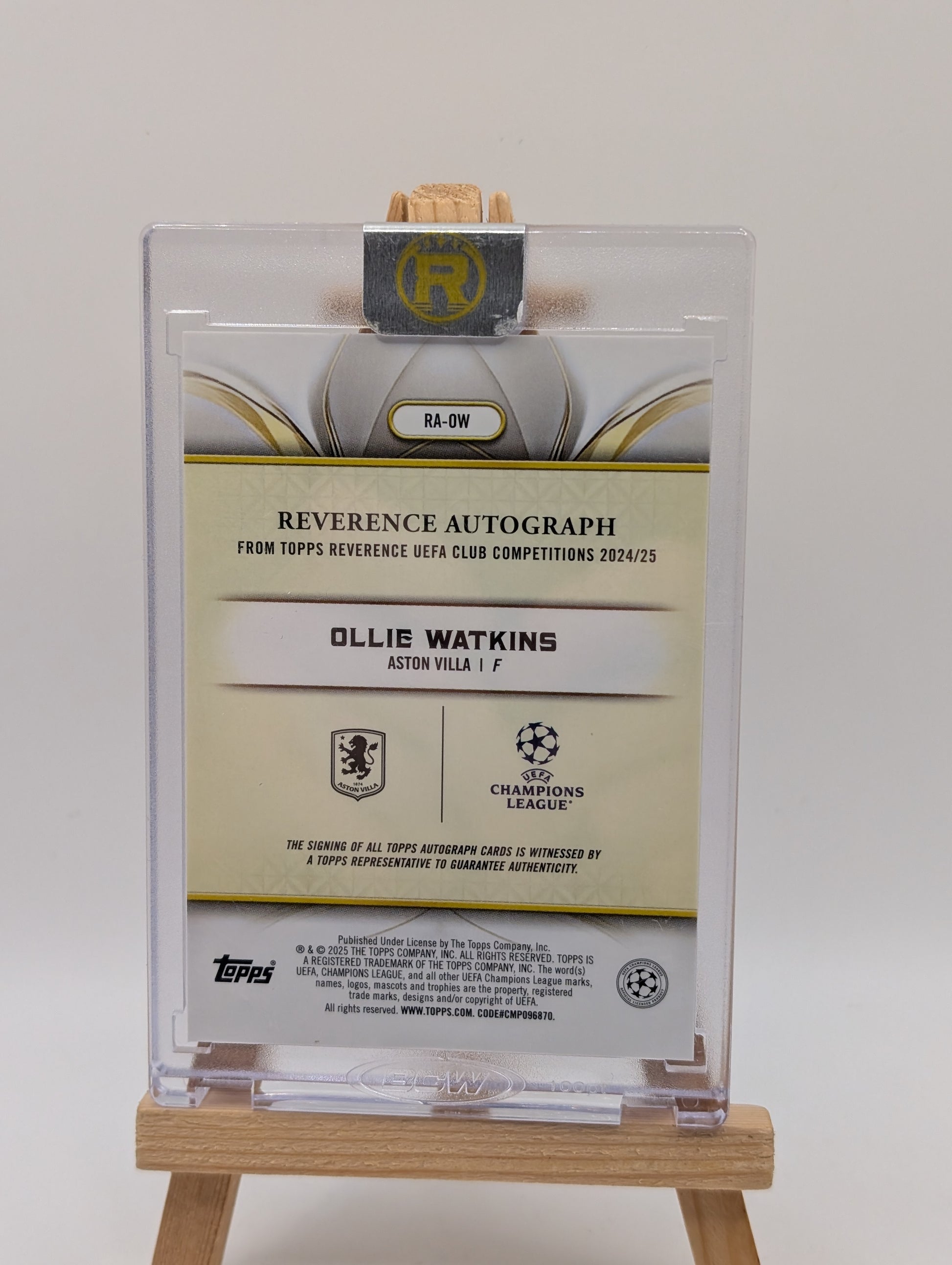 2025 Topps Reverence UCC UEFA ASTON VILLA OLLIE WATKINS Sealed Auto /75