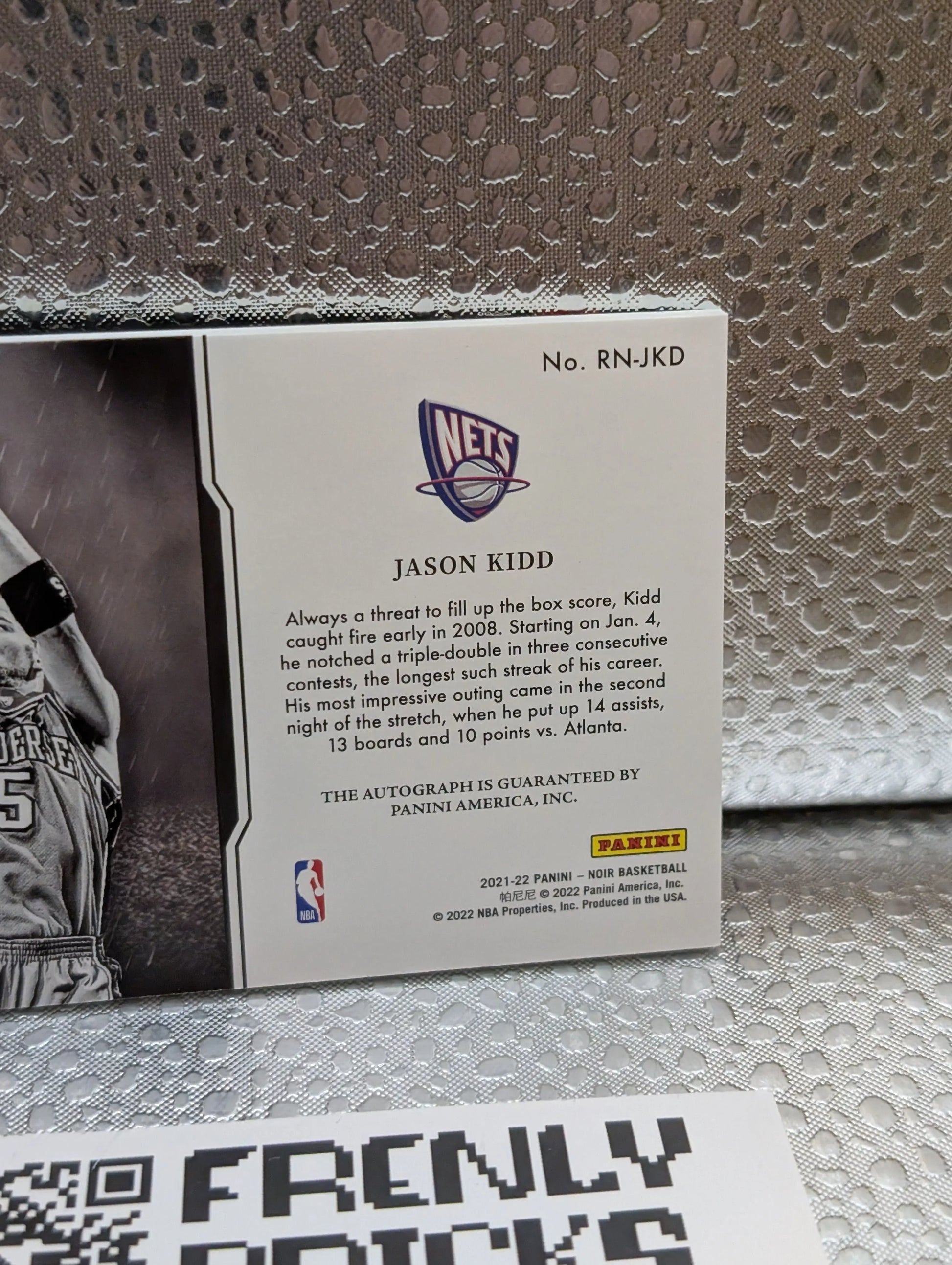 2021-22 Noir JASON KIDD Reigning Nights Auto #'d /49 FRENLY BRICKS - Open 7 Days