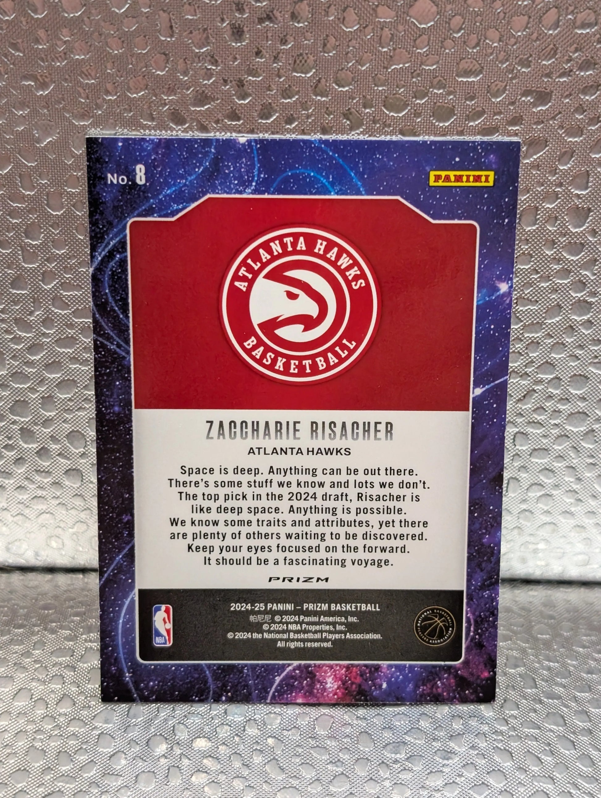 24-25 Prizm - Zaccharie Risacher Deep Space Silver Prizm RC #8 Atlanta Hawks FRENLY BRICKS - Open 7 Days