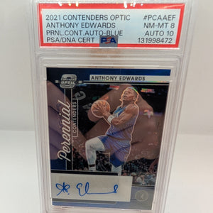 2021-22 Contenders Optic Perennial Contenders Autograph Blue Anthony Edwards /75 PSA 8 FRENLY BRICKS - Open 7 Days