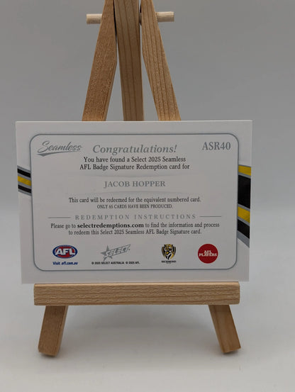 2026 AFL Select Seamless Jacob Hopper AFL Badge Signature Redemption /65 FRENLY BRICKS - Open 7 Days