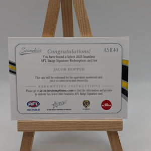 2026 AFL Select Seamless Jacob Hopper AFL Badge Signature Redemption /65 FRENLY BRICKS - Open 7 Days