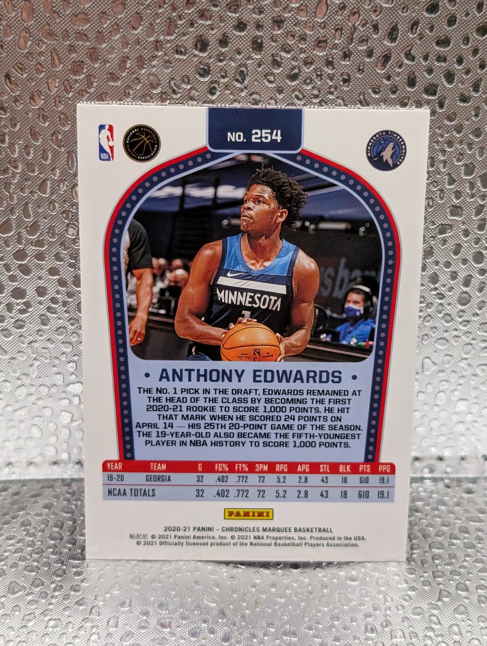 ANTHONY EDWARDS 2020-21 Chronicles Pink Marquee #254 Rookie Timberwolves FRENLY BRICKS - Open 7 Days