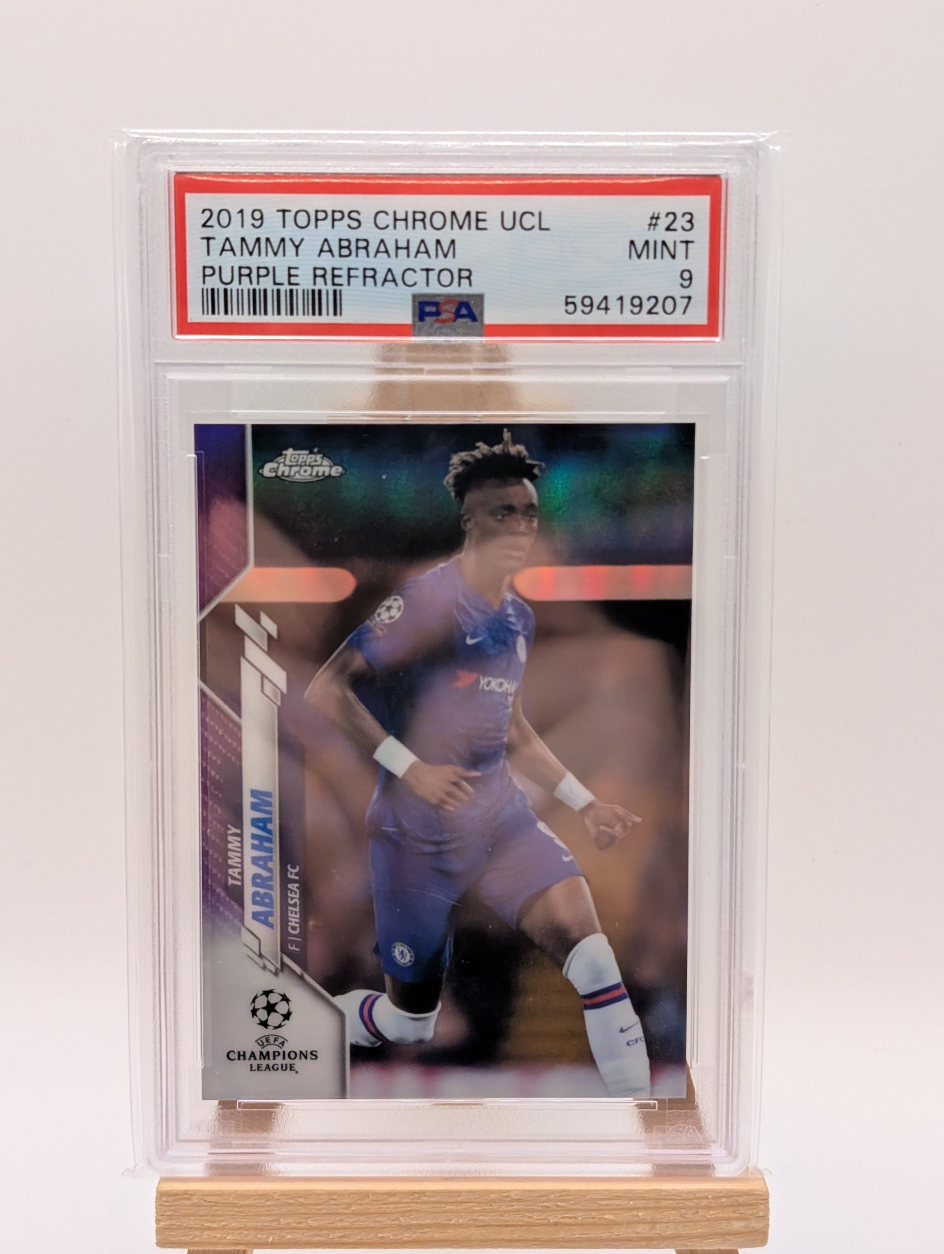 2019 Topps Chrome UEFA Tammy Abraham Purple Refractor #23 Chelsea PSA 9 /250 FRENLY BRICKS - Open 7 Days