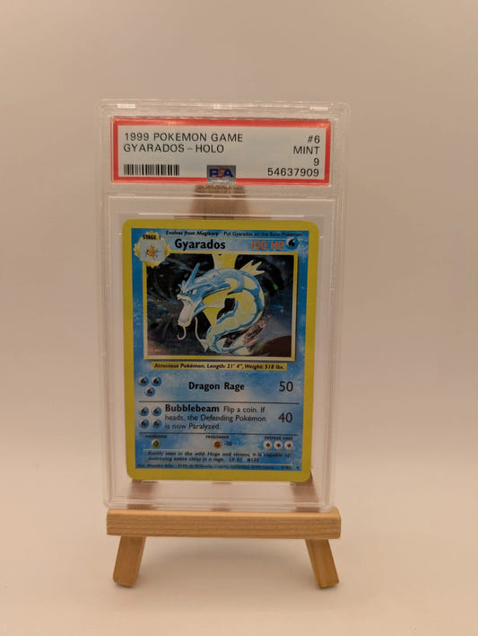 PSA 9 MINT Gyarados 6/102 Base Set Rare Holo Pokemon Card WOTC 1999 FADED FRENLY BRICKS - Open 7 Days