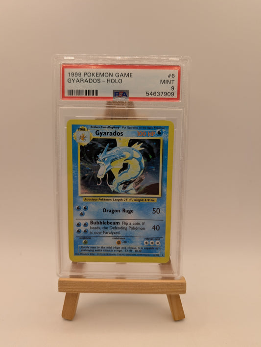 PSA 9 MINT Gyarados 6/102 Base Set Rare Holo Pokemon Card WOTC 1999 FADED