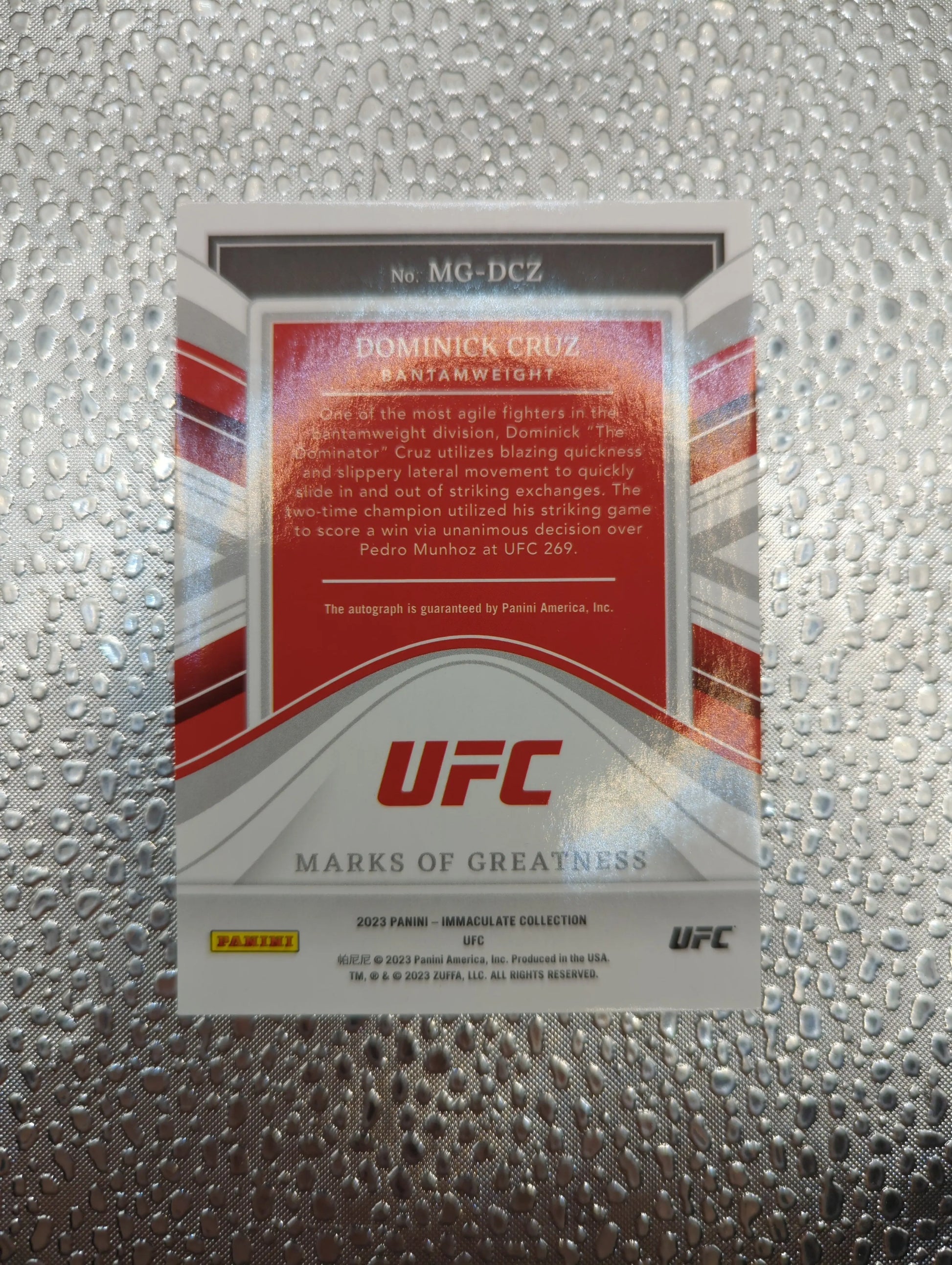 2023 Panini Immaculate - Marks of Greatness - Dominick Cruz AUTO /25 FRENLY BRICKS - Open 7 Days