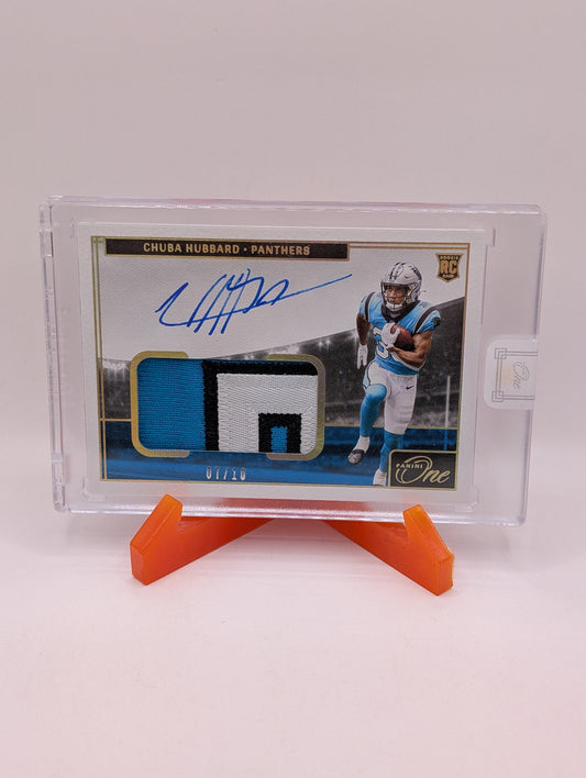 2021 Panini One - Rookie Patch Auto (On Card) Chuba Hubbard Gold /10 Rookie FRENLY BRICKS - Open 7 Days