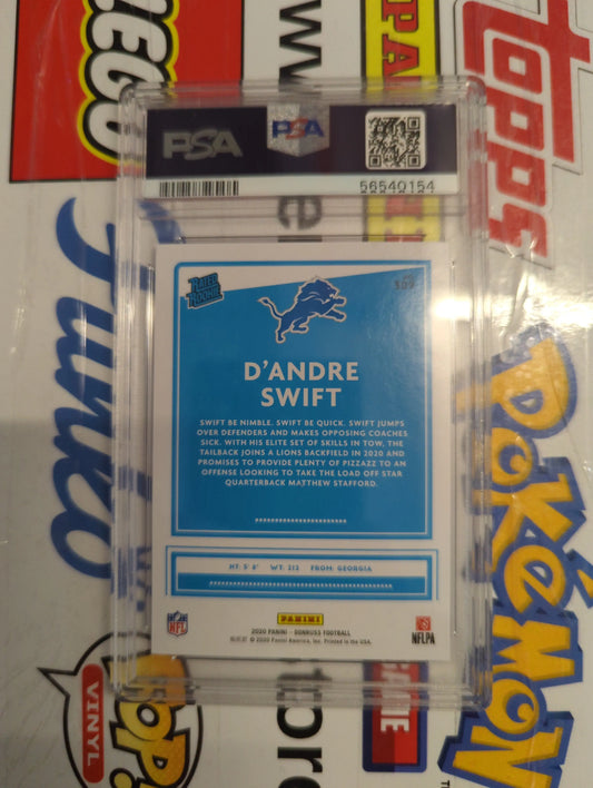 2020 Panini Donruss #309 D'Andre Swift BLUE PRESS PROOF RATED ROOKIE PSA 8 FRENLY BRICKS - Open 7 Days