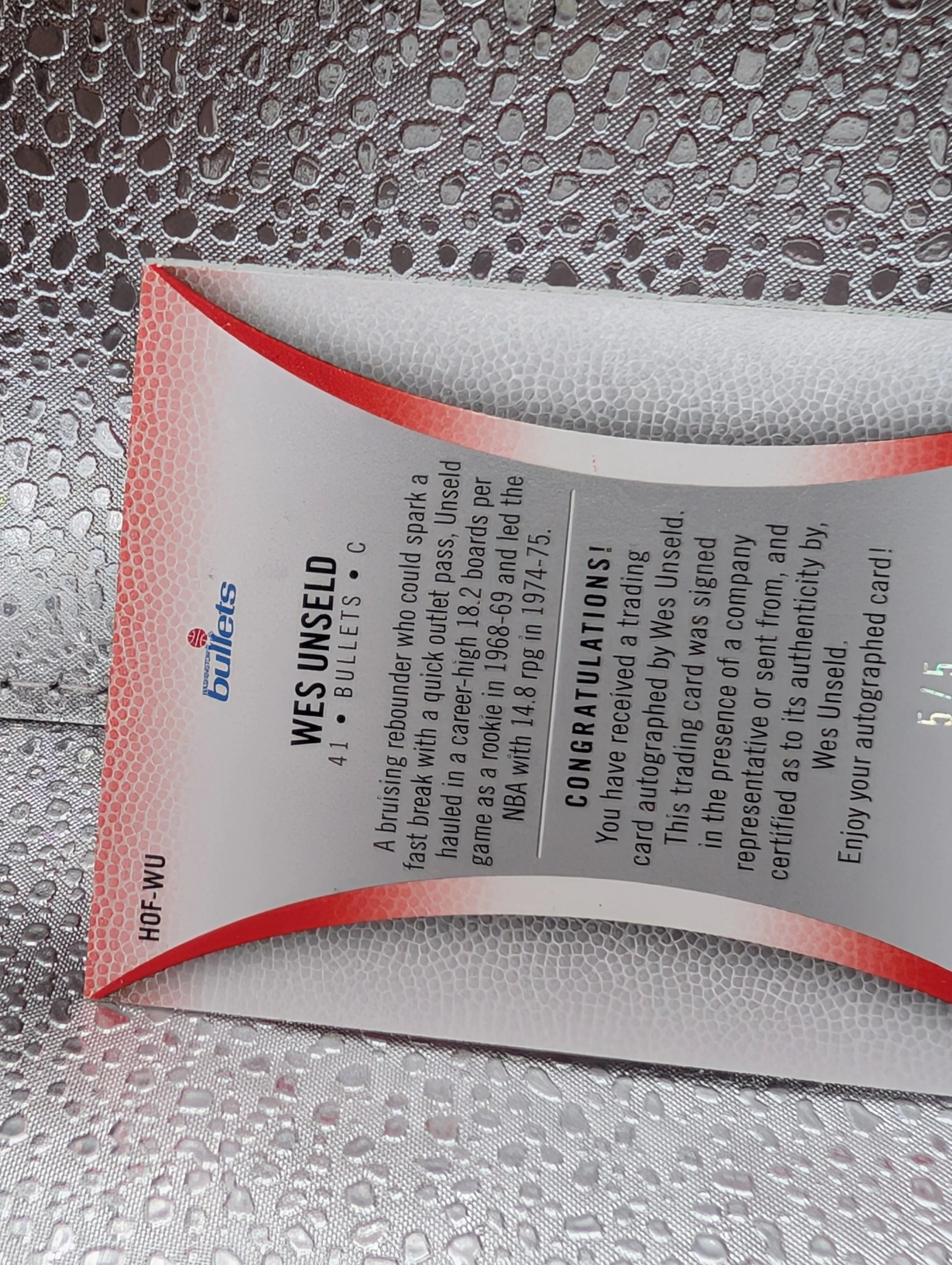 2008-09 Hot Prospects Fleer Wes Unseld Road to Springfield 5/5 Autograph FRENLY BRICKS - Open 7 Days