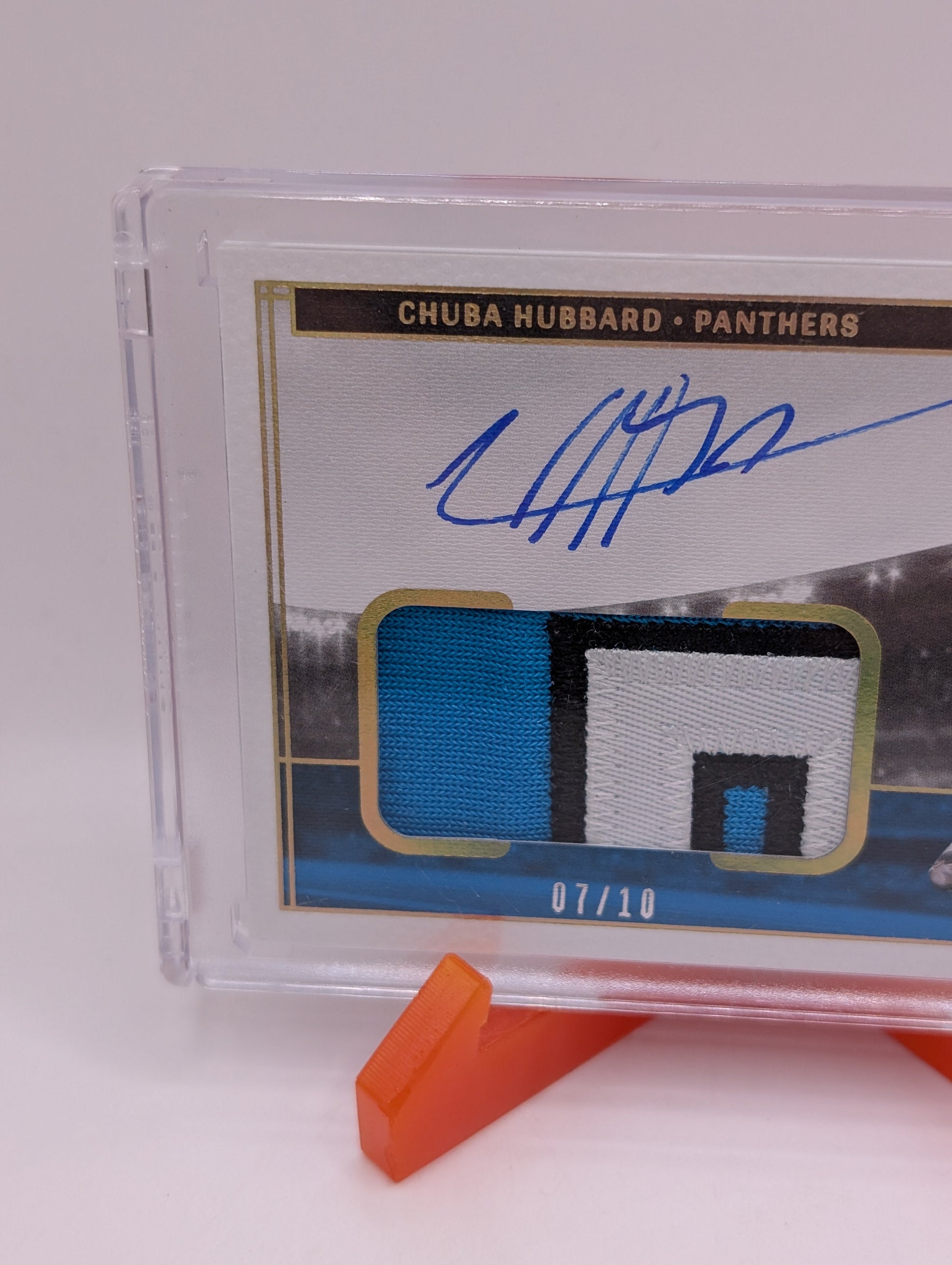 2021 Panini One - Rookie Patch Auto (On Card) Chuba Hubbard Gold /10 Rookie FRENLY BRICKS - Open 7 Days
