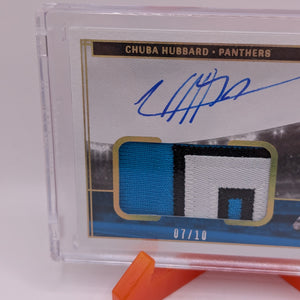 2021 Panini One - Rookie Patch Auto (On Card) Chuba Hubbard Gold /10 Rookie FRENLY BRICKS - Open 7 Days