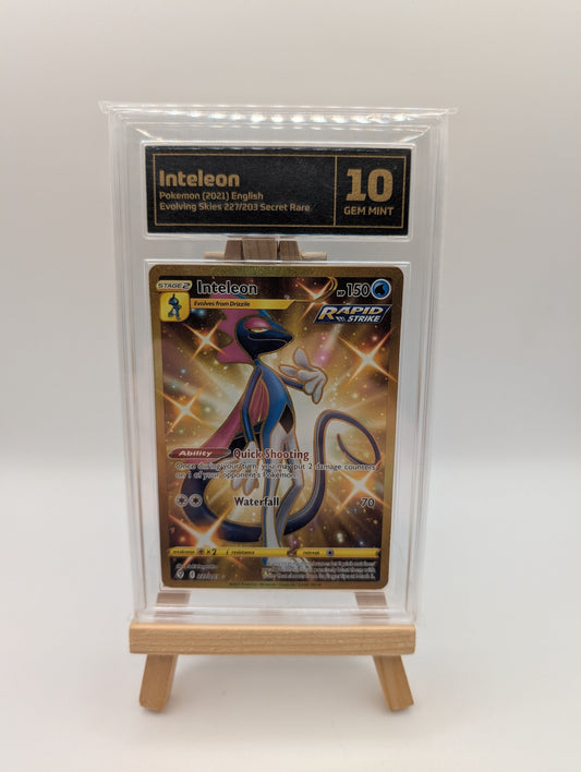2021 POKEMON SWORD & SHIELD EVOLVING SKIES SECRET #227 FULL ART/INTELEON Graded 10 FRENLY BRICKS - Open 7 Days
