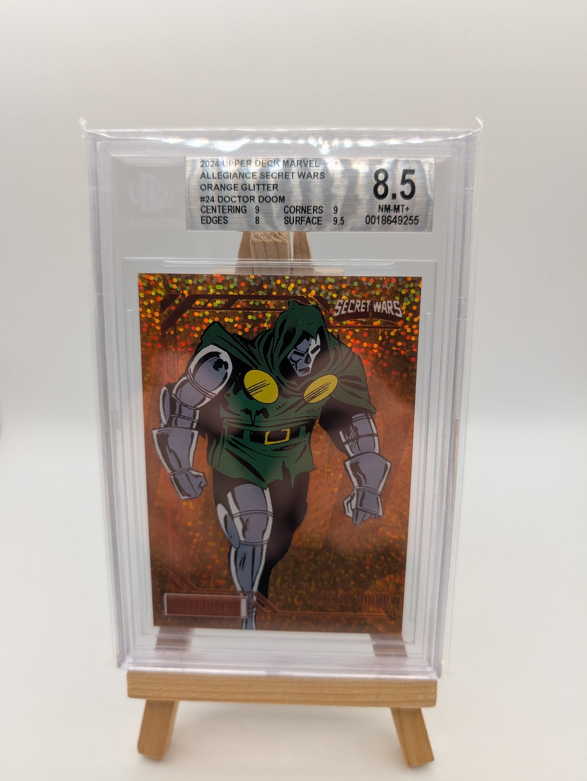 2024 Marvel Allegiance Secret Wars Orange Glitter Card #24 Doctor Doom #/199 BGS 8.5 FRENLY BRICKS - Open 7 Days