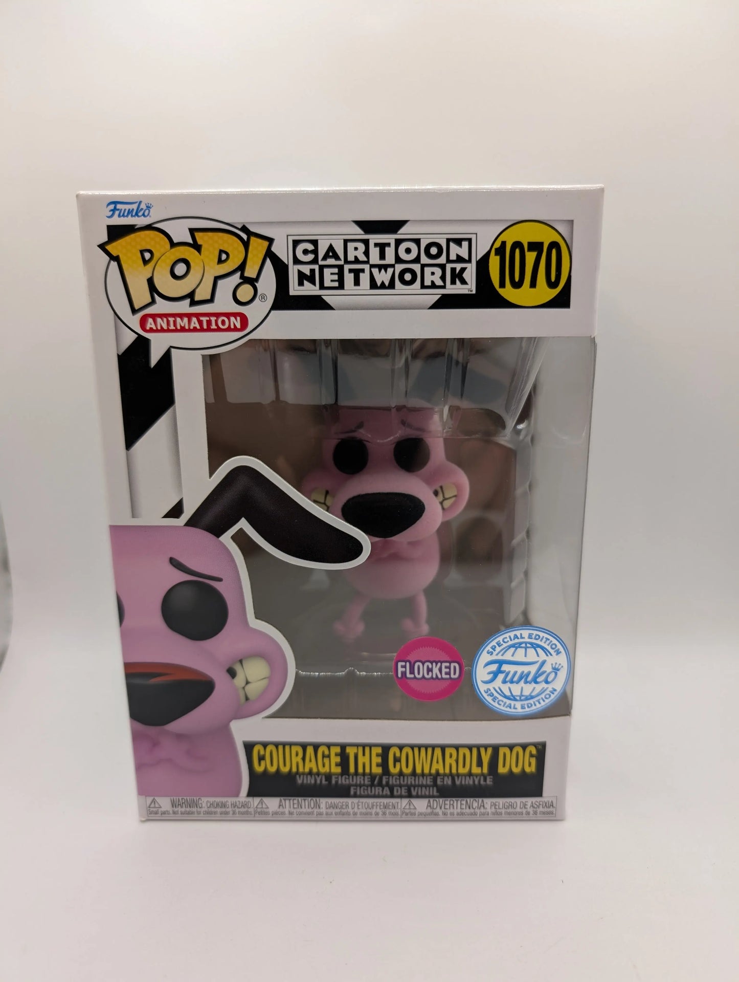 Funko Pop! Special Ed Cartoon Network #1070 Courage the Cowardly Dog Flocked FRENLY BRICKS - Open 7 Days