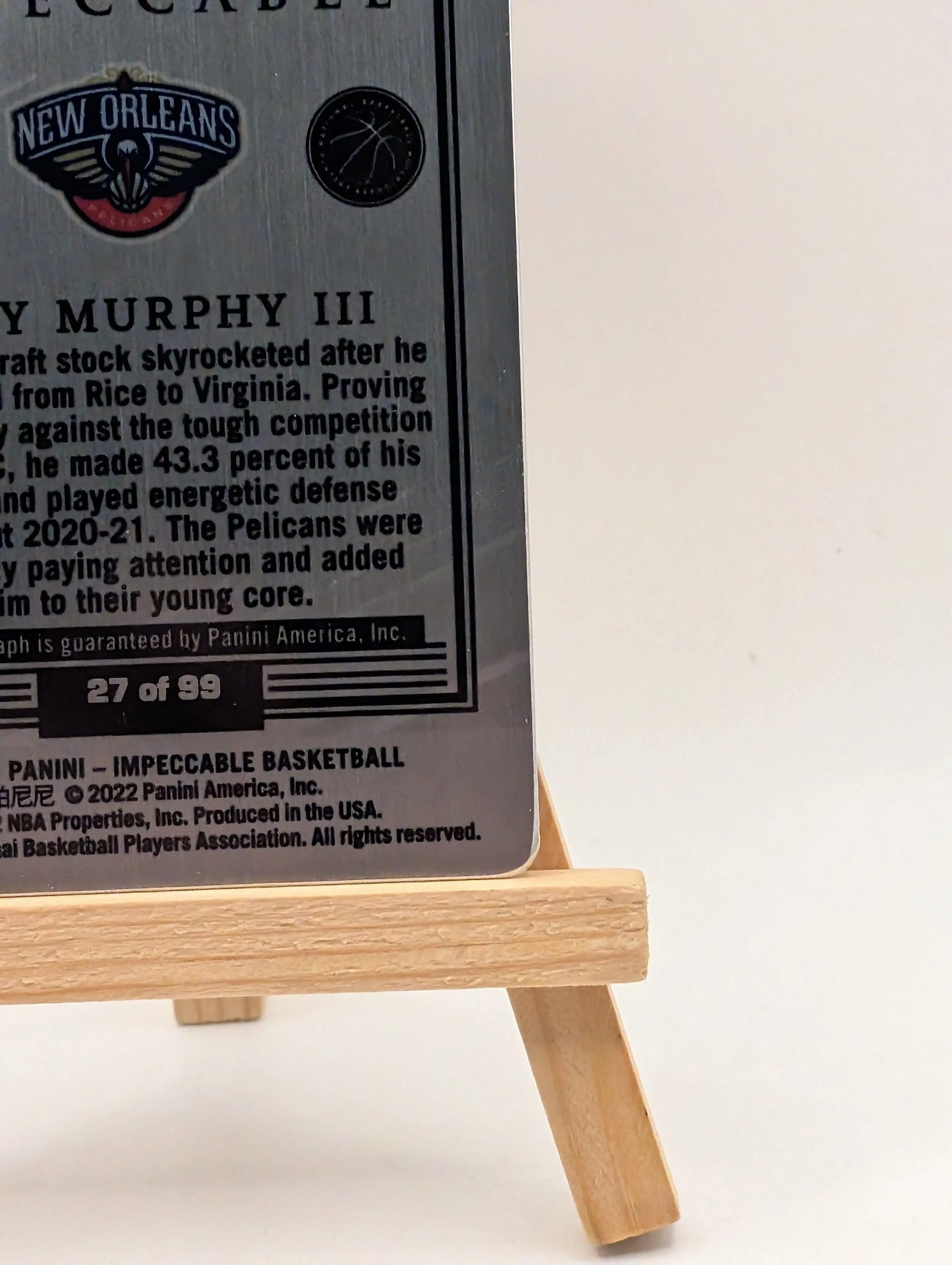 Trey Murphy III 2021-22 Impeccable Stainless Stars Autograph #'d l/99 Rookie RC FRENLY BRICKS - Open 7 Days image 8