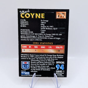 Mark Coyne Gold Signature Card #294/1000 Numbered NSW RL FRENLY BRICKS - Open 7 Days