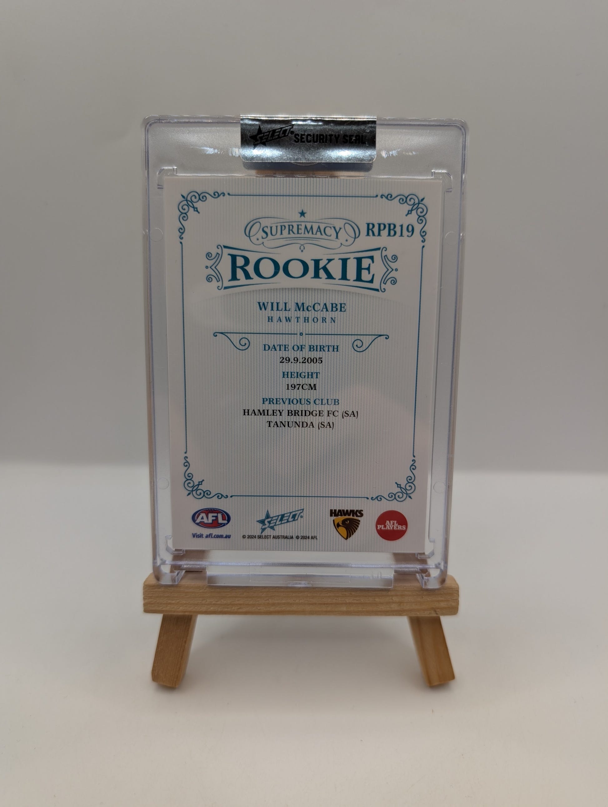2024 SELECT AFL SUPREMACY ROOKIE RC WILL MCCABE /75 FRENLY BRICKS - Open 7 Days image 3