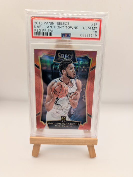 2015-16 Panini Select-Concourse Karl-Anthony Towns #16 Red Prizm /149 PSA 10 RC FRENLY BRICKS - Open 7 Days