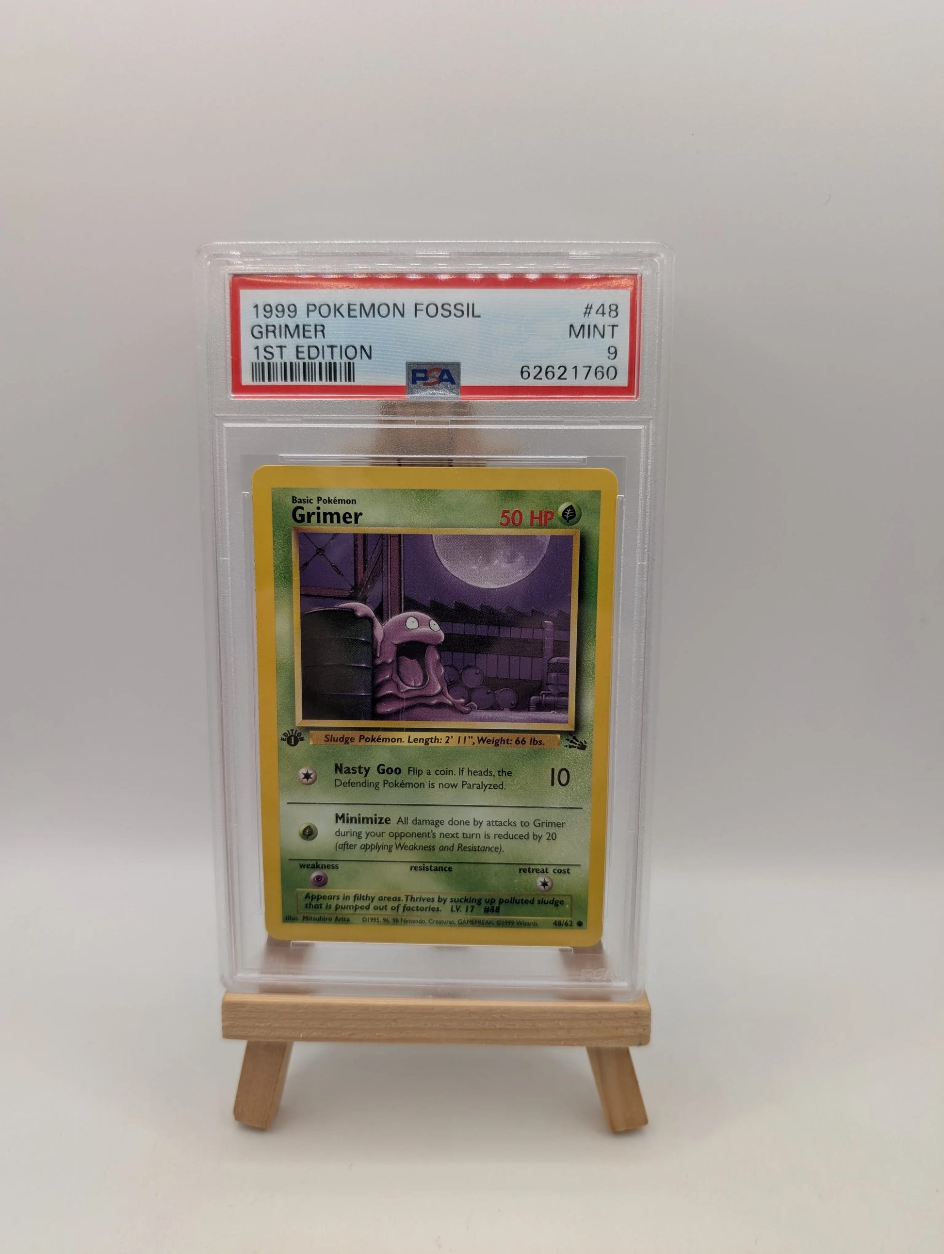 GRIMER 48/62 1ST EDITION FOSSIL POKEMON PSA 9 FRENLY BRICKS - Open 7 Days image 1