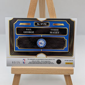 2024-25 Mosaic Select - Paul George, Tyrese Maxey Tie Dye Dual Autographs /25 FRENLY BRICKS - Open 7 Days