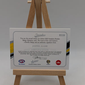2025 Select Seamless Rookie Patch Signature JASPER ALGER /70 Richmond Tigers FRENLY BRICKS - Open 7 Days