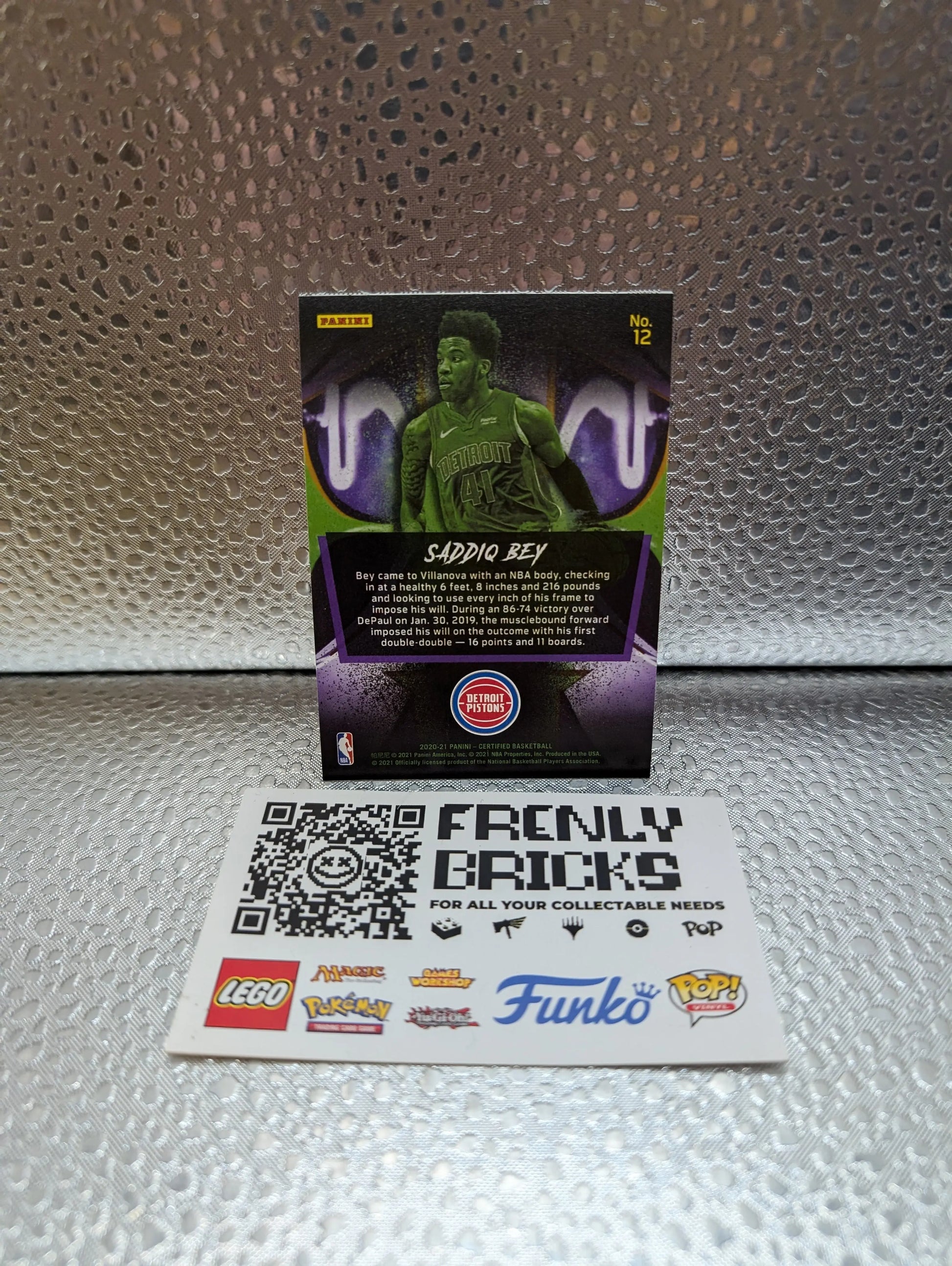 2020-21  Certified 2020 #12 Saddiq Bey RC - Detroit Pistons /10 FRENLY BRICKS - Open 7 Days