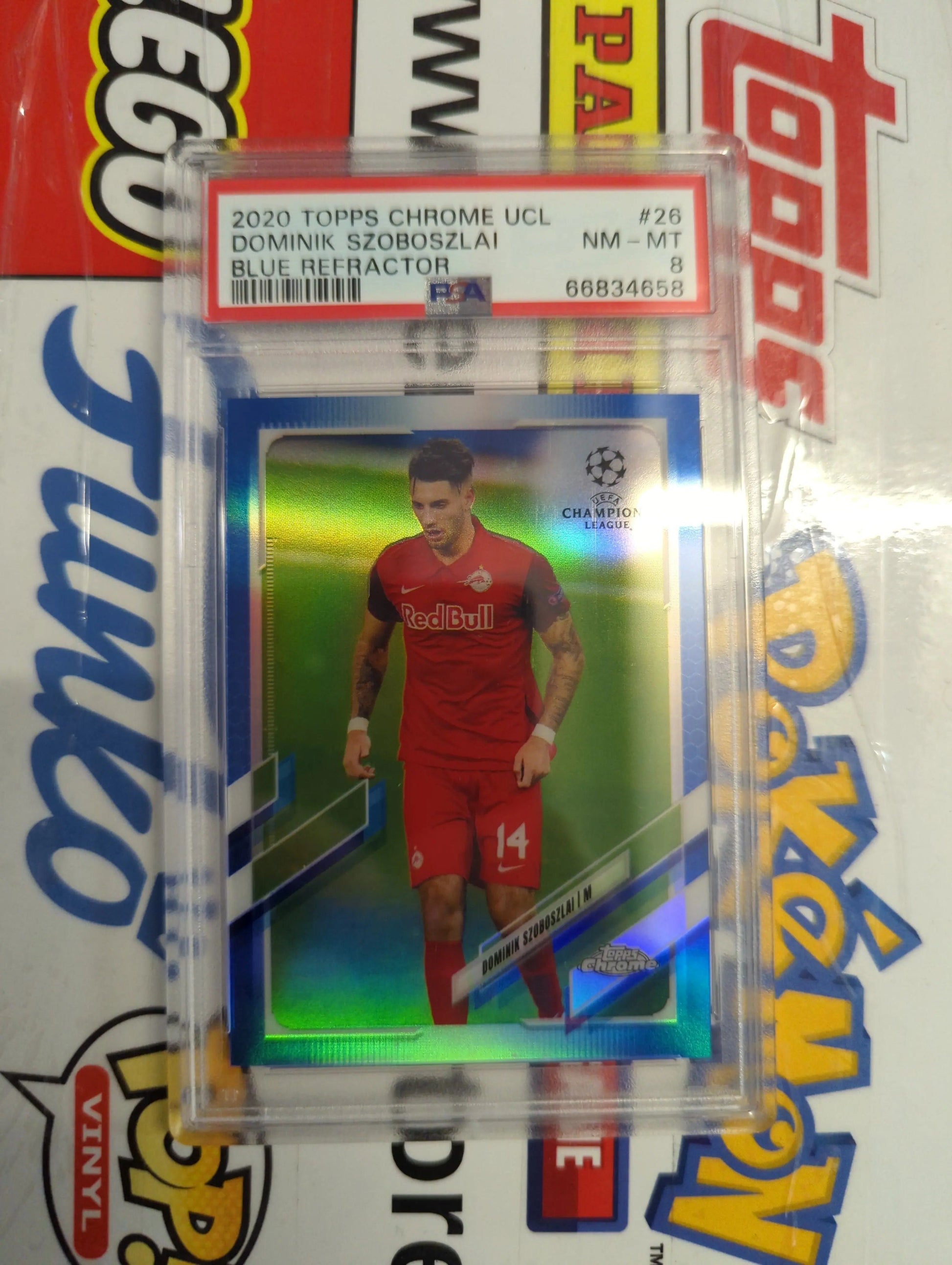 2020 Topps Chrome UCL Dominik Szoboszlai BLUE REFRACTOR PSA 8 /150 FRENLY BRICKS - Open 7 Days