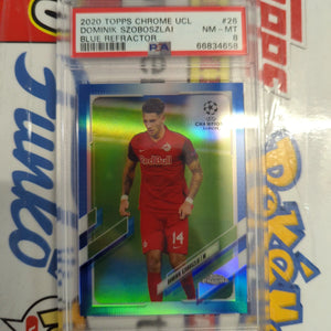 2020 Topps Chrome UCL Dominik Szoboszlai BLUE REFRACTOR PSA 8 /150 FRENLY BRICKS - Open 7 Days