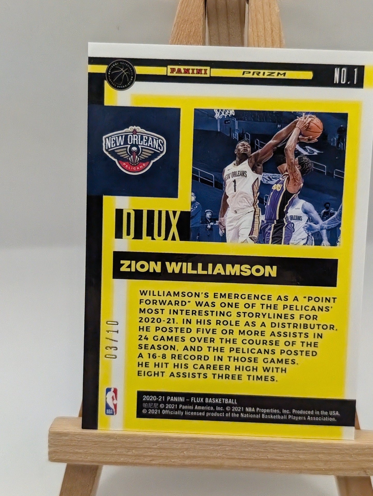 2020-21 Panini Flux #1 D Lux Zion Williamson Gold Prizm /10 Pelicans FRENLY BRICKS - Open 7 Days