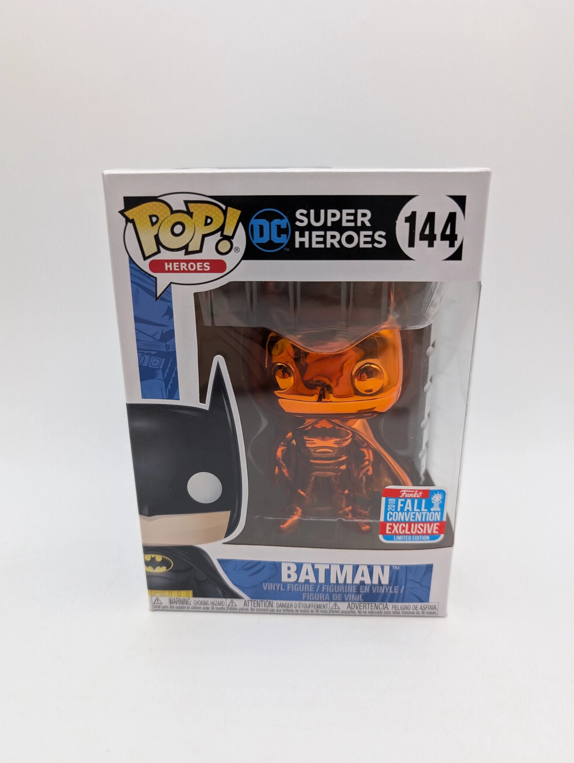 Batman (Orange Chrome) 144 ~ DC Super Heroes ~ Funko Pop Vinyl ~ 2018 Fall Con FRENLY BRICKS - Open 7 Days
