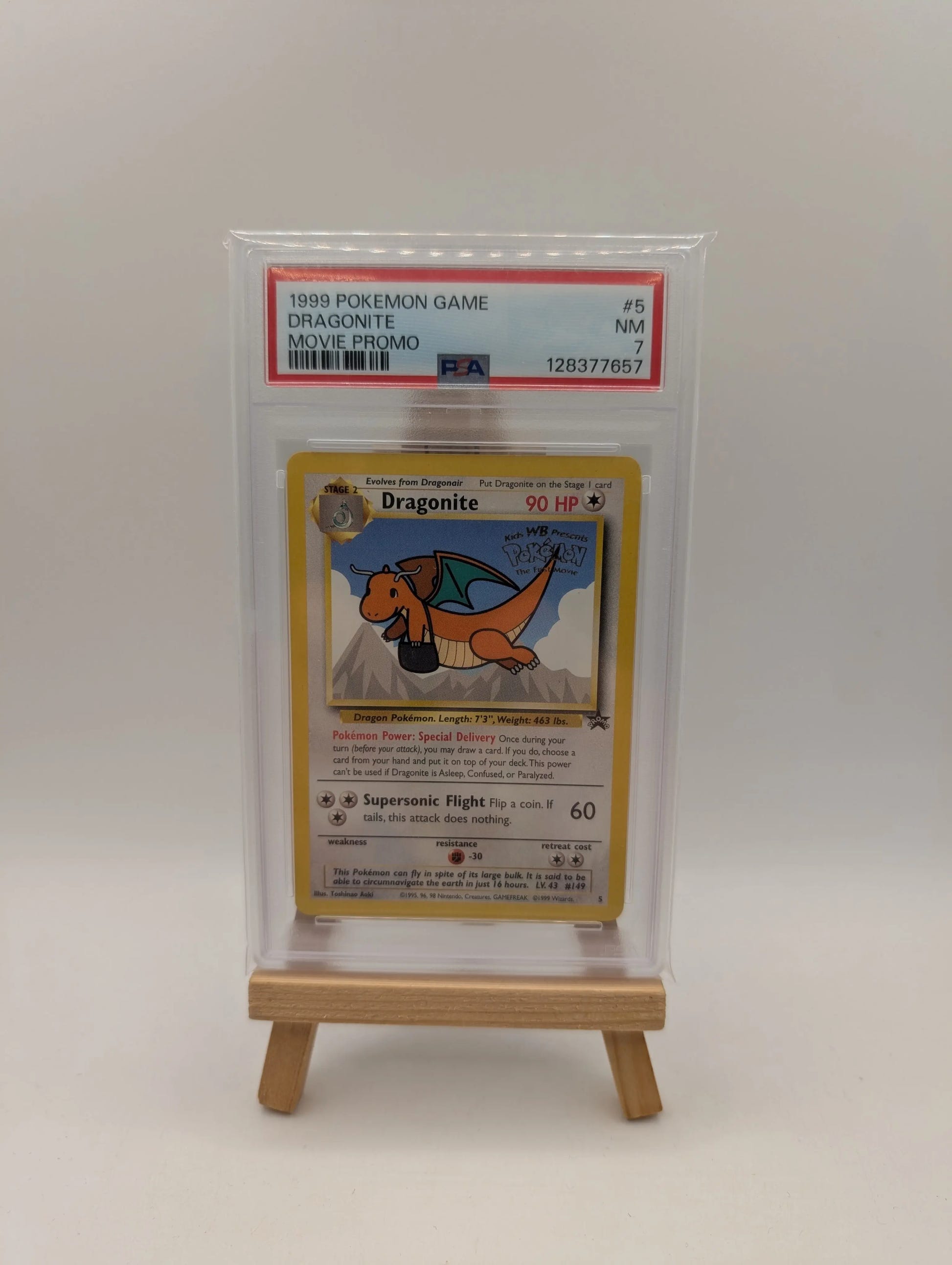 1999 POKEMON GAME MOVIE PROMO 5 DRAGONITE PSA 7 FRENLY BRICKS - Open 7 Days image 1