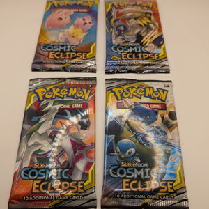 POKEMON TCG COSMIC ECLIPSE 4x Booster Packs (Complete Art Set) Factory Sealed FRENLY BRICKS - Open 7 Days