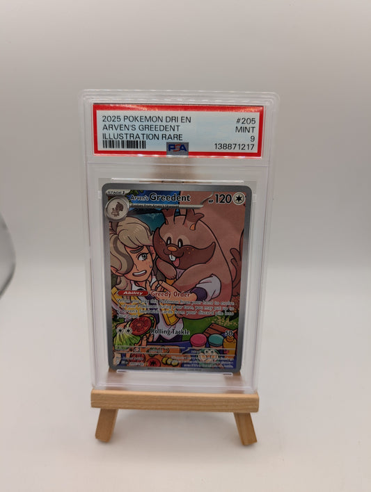 PSA 9 ARVEN'S GREEDENT 205/182 - DESTINED RIVALS ILLUSTRATION RARE - MINT FRENLY BRICKS - Open 7 Days