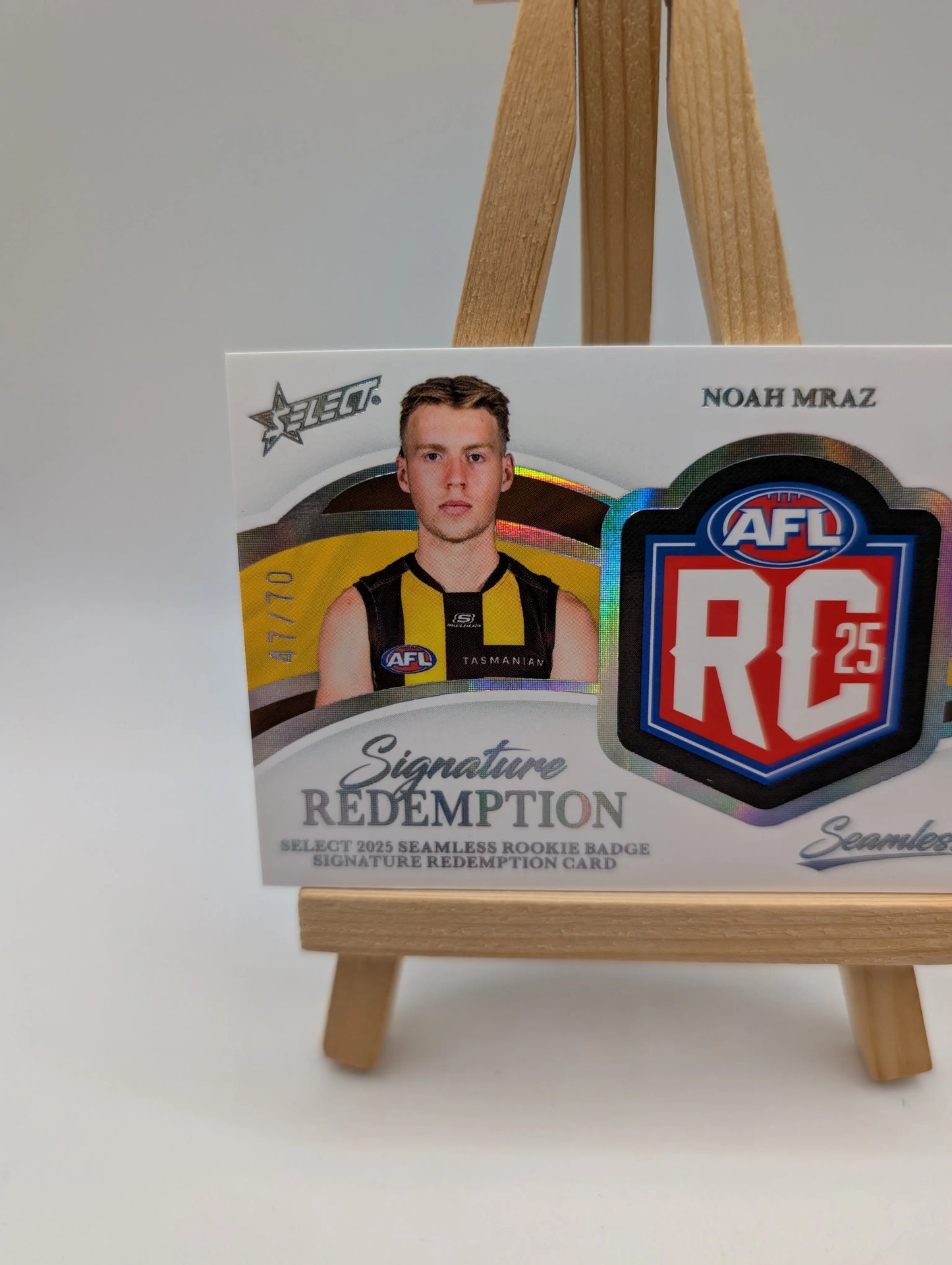 Noah Mraz Rookie Badge Signature Redemption Seamless AFL Select  /70 FRENLY BRICKS - Open 7 Days