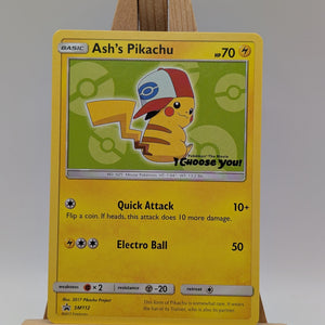 Pokemon Ash's Pikachu #SM112 Sun And Moon Black Star Promo Stamped Holo TCG LP FRENLY BRICKS - Open 7 Days