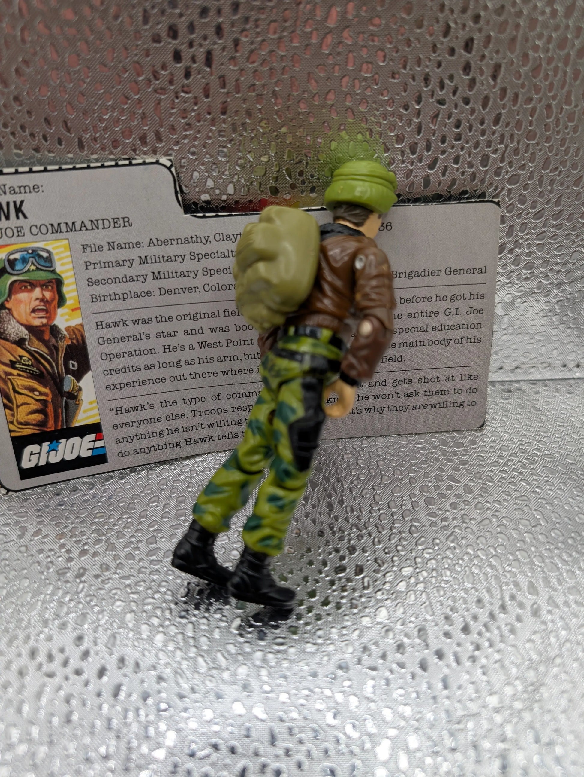 1986 G.I. Joe General Hawk with card FRENLY BRICKS - Open 7 Days