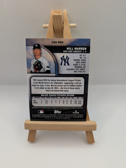 2025 Topps Stadium Club WILL WARREN RC Auto Yellow Yankees On Card FRENLY BRICKS - Open 7 Days