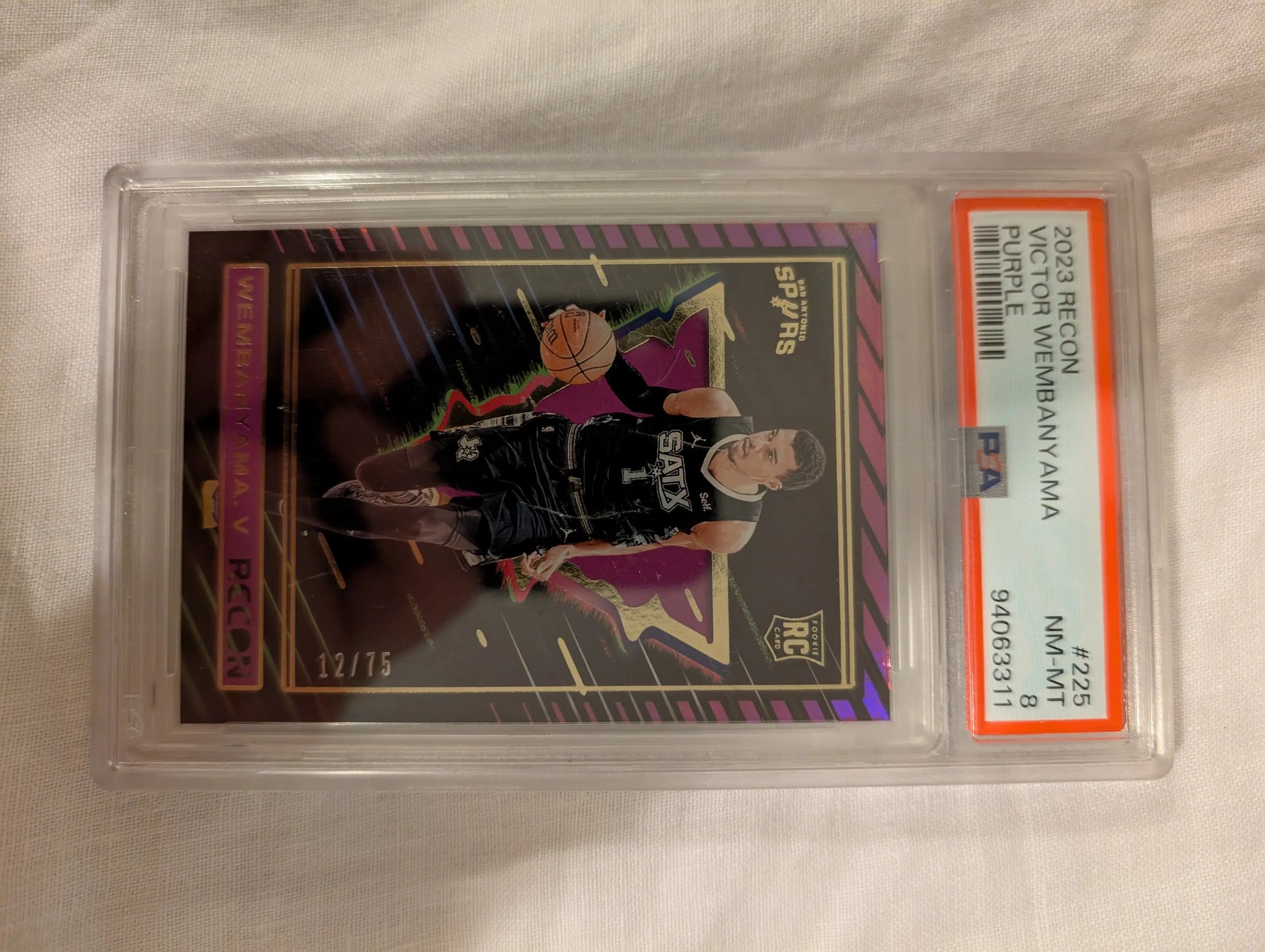2023-24 Recon Victor Wembanyama /75 Purple Holo SSP PSA 8 SP Rookie RC #225 rare FRENLY BRICKS - Open 7 Days