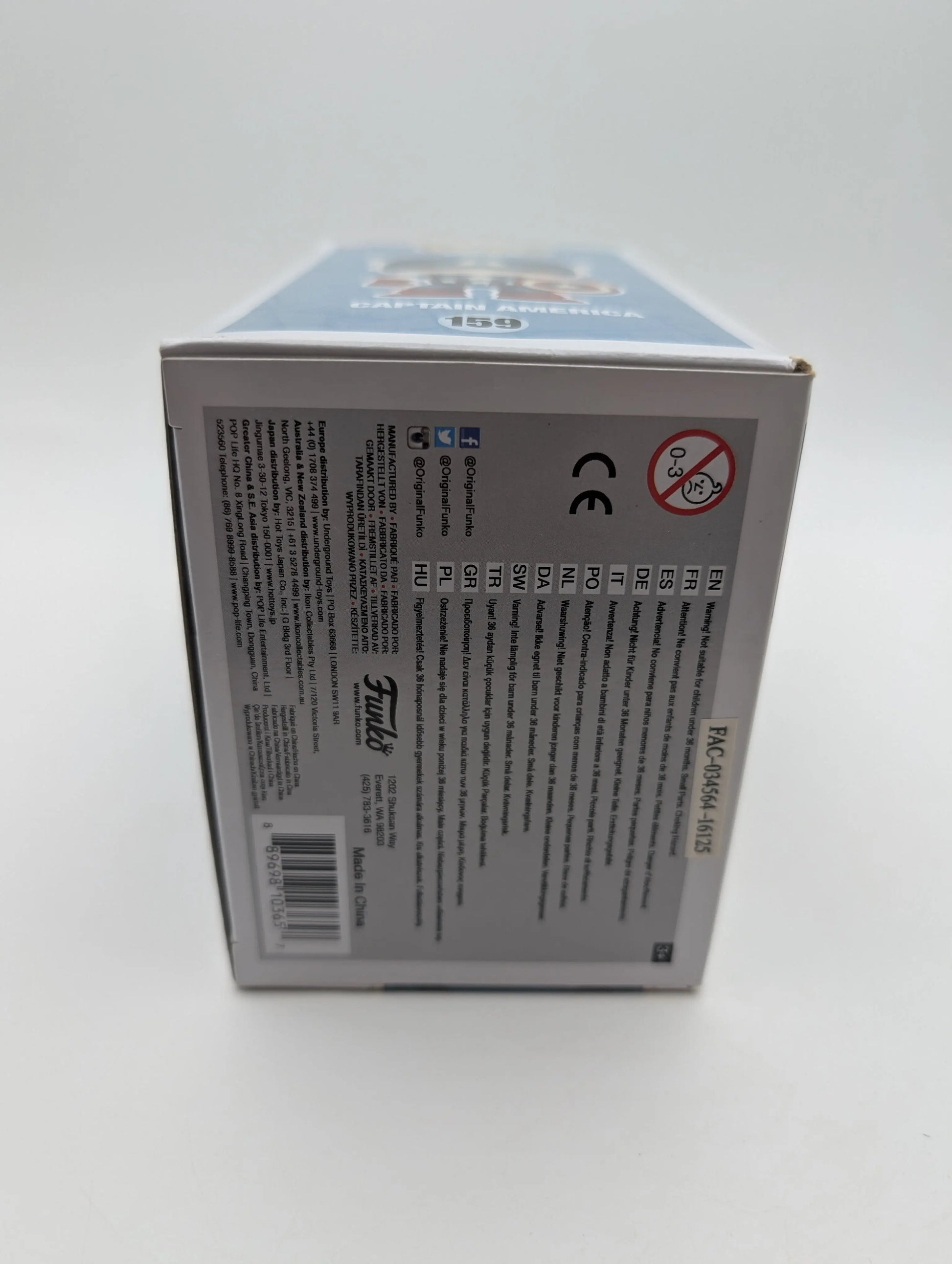 Marvel Funko Pop Vinyl Captain America 75th Anniversary Cyan Light Blue 159 FRENLY BRICKS - Open 7 Days