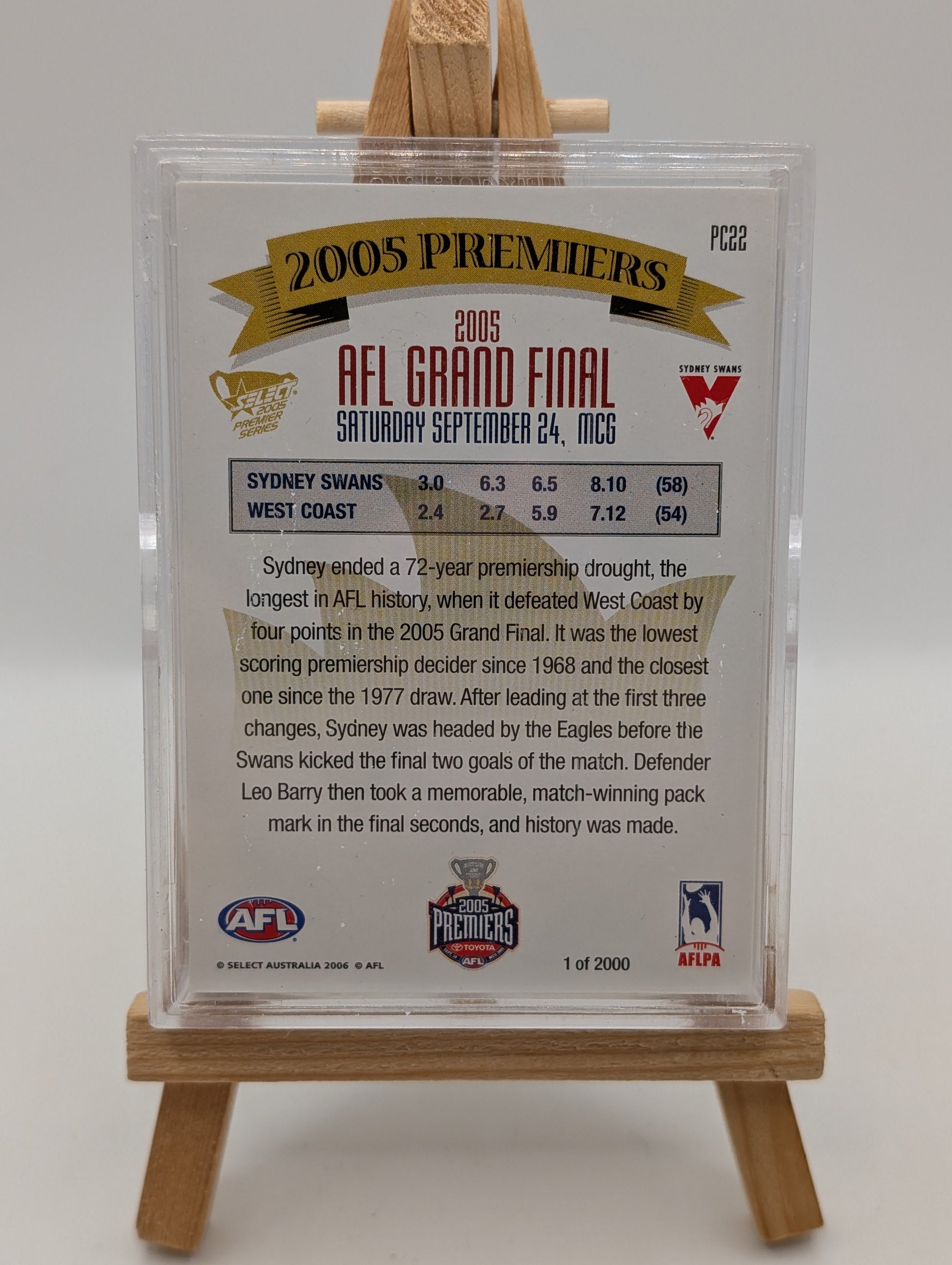 2005 AFL Sydney Swans Premiers Card Set Limited Edition FRENLY BRICKS - Open 7 Days