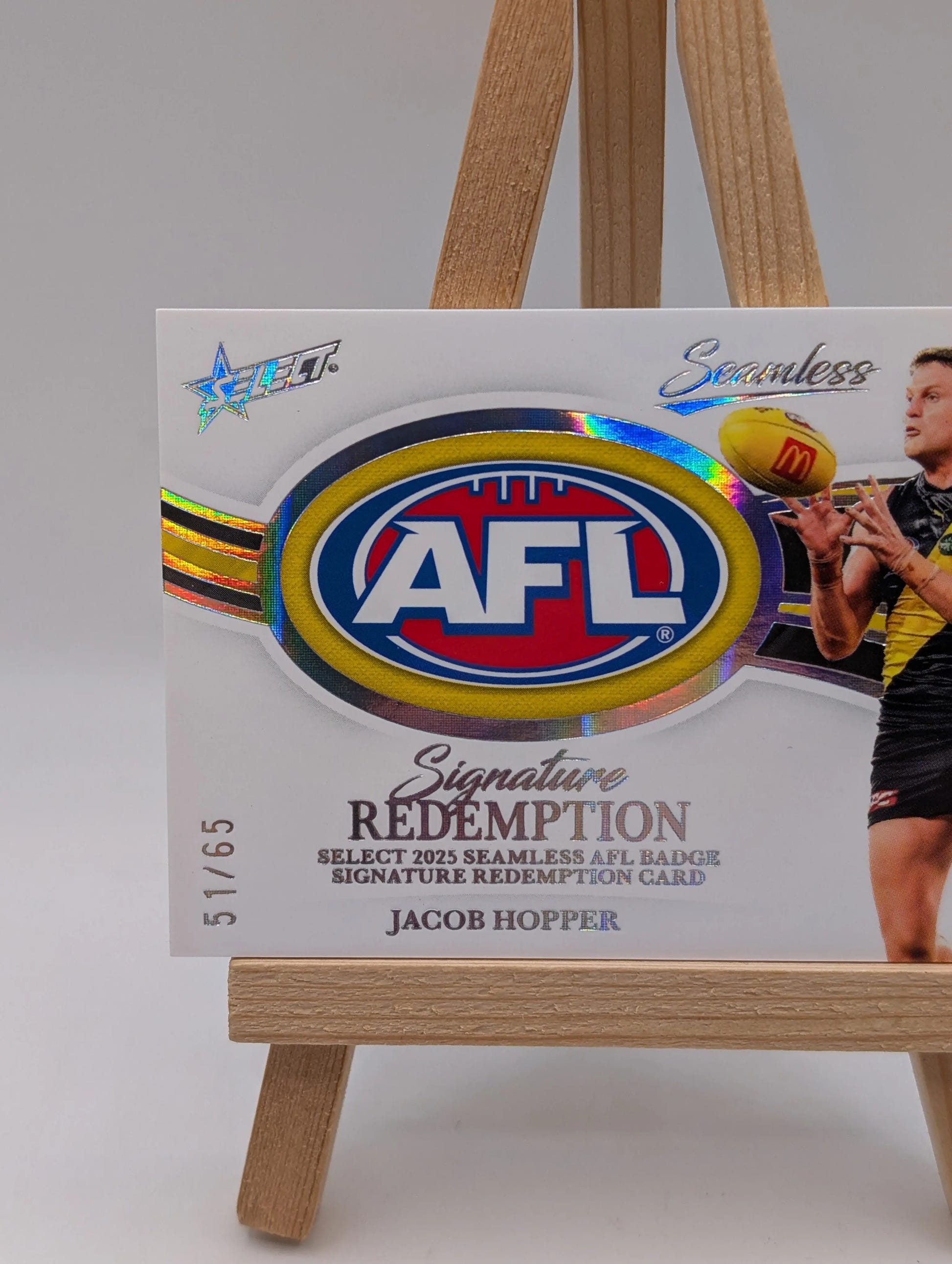 2026 AFL Select Seamless Jacob Hopper AFL Badge Signature Redemption /65 FRENLY BRICKS - Open 7 Days image 2
