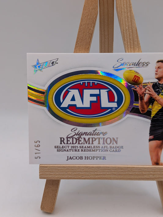 2026 AFL Select Seamless Jacob Hopper AFL Badge Signature Redemption /65 FRENLY BRICKS - Open 7 Days