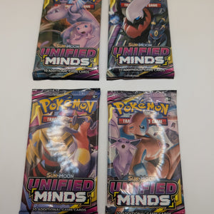 POKEMON TCG SUN & MOON UNIFIED MINDS - 4x Booster Packs - Art Set Factory Sealed FRENLY BRICKS - Open 7 Days