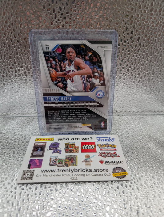 Tyrese Maxey 2024 Prizm Red Disco /100 76ers Color Match FRENLY BRICKS - Open 7 Days