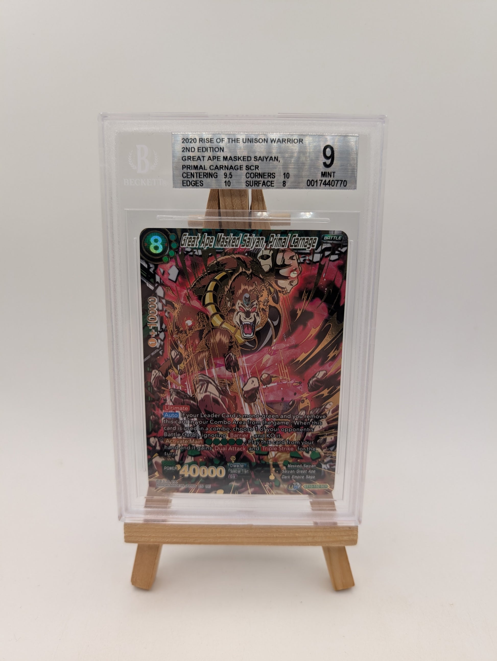 Dragon Ball Super Card Great Ape Masked Saiyan Primal Carnage BGS 9